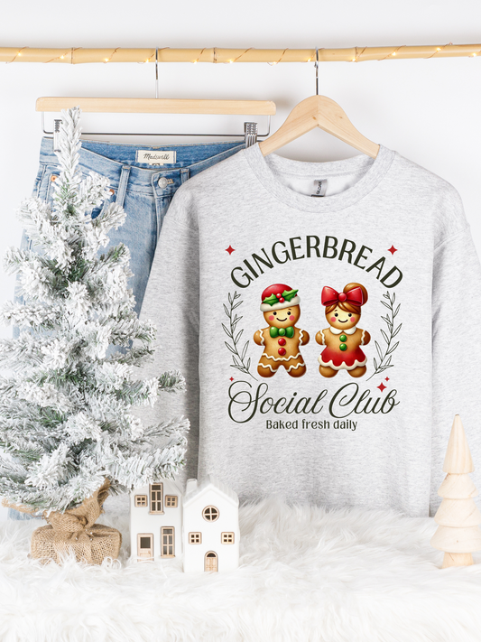 Gingerbread Social Club Crewneck Sweatshirt - Gray