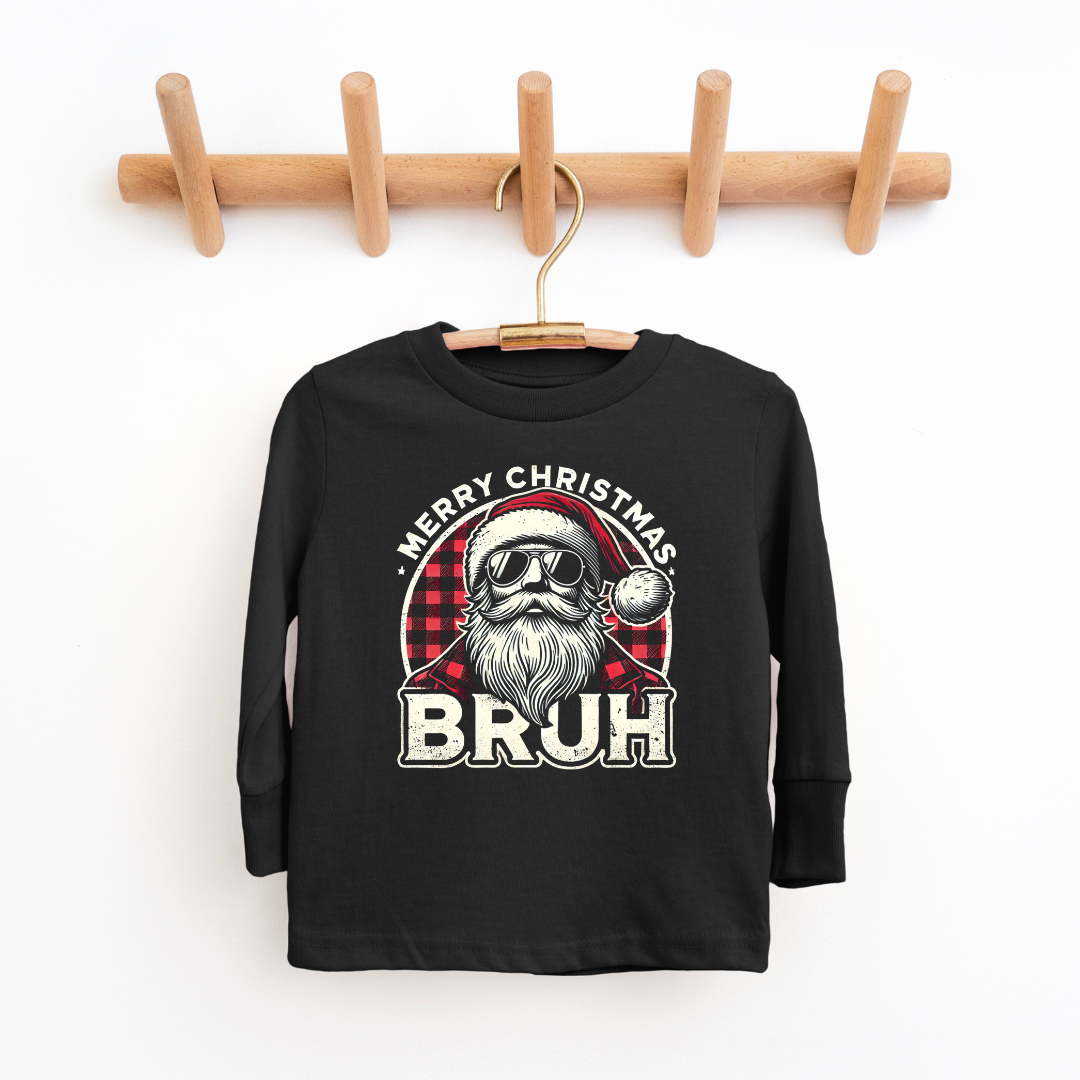 "Merry Christmas Bruh" Boys Long-Sleeve Shirt