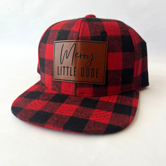 "Merry Little Dude" Plaid Toddler Trucker Hat