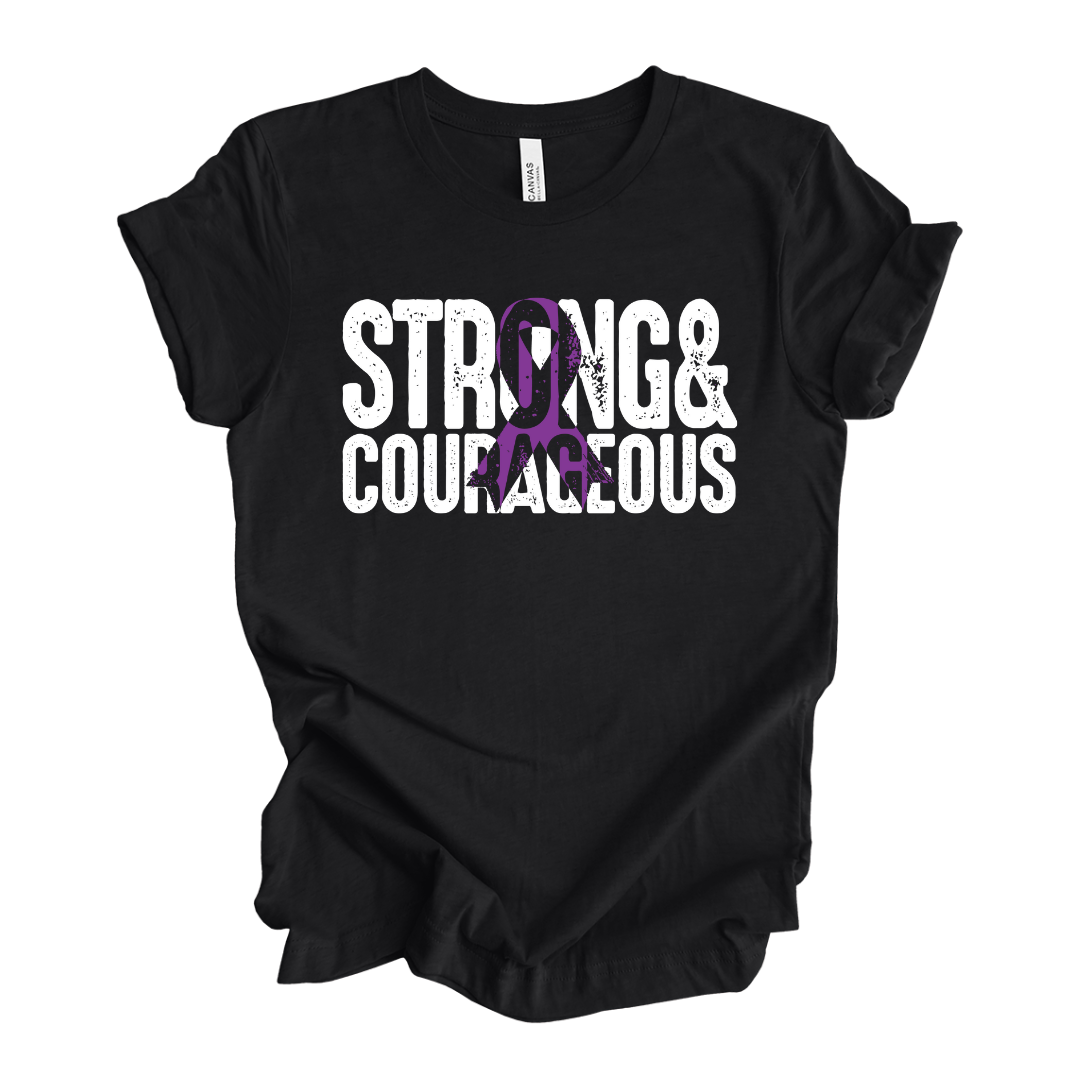 PRE-ORDER Strong & Courageous Cancer Awareness Short Sleeve T-Shirt - Black