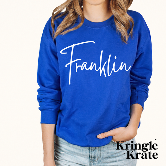 Kringle Krate Christmas Store Adult Puff Print Franklin Crewneck Sweatshirt