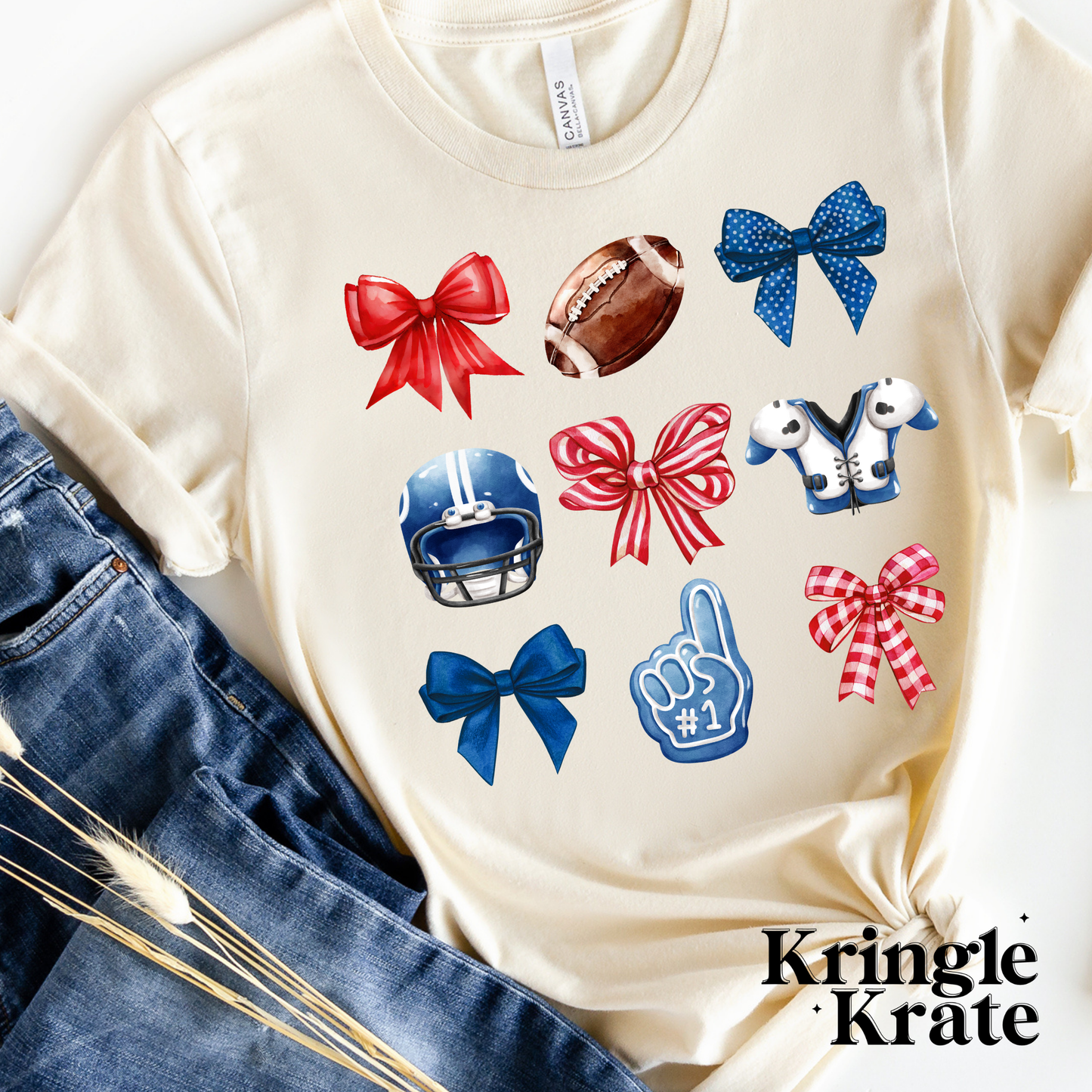 Kringle Krate Christmas Store Indian Creek Braves Coquette Bow Graphic T-Shirt