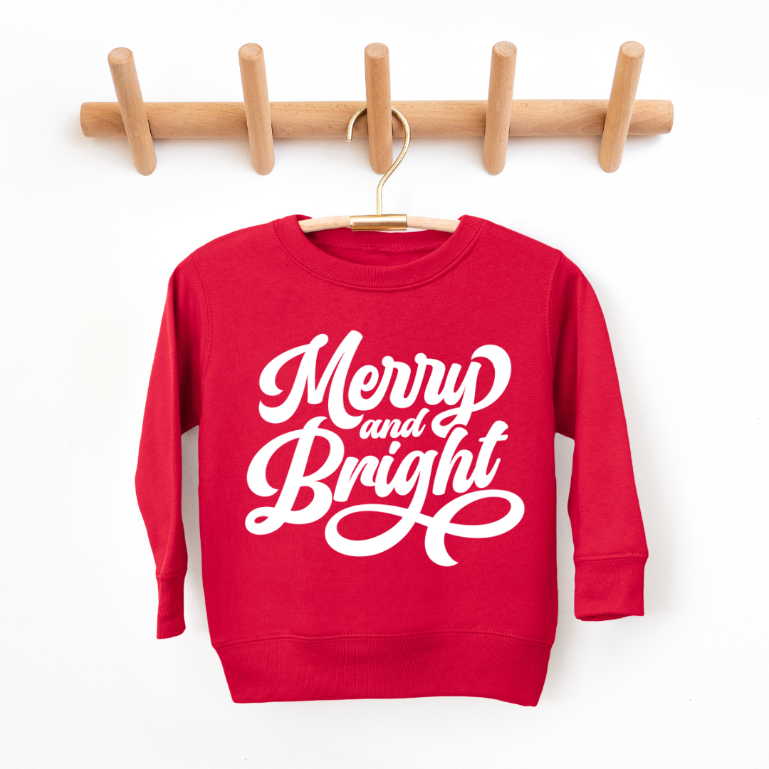 Kringle Krate Christmas Store Merry & Bright Toddler Crewneck Sweatshirt