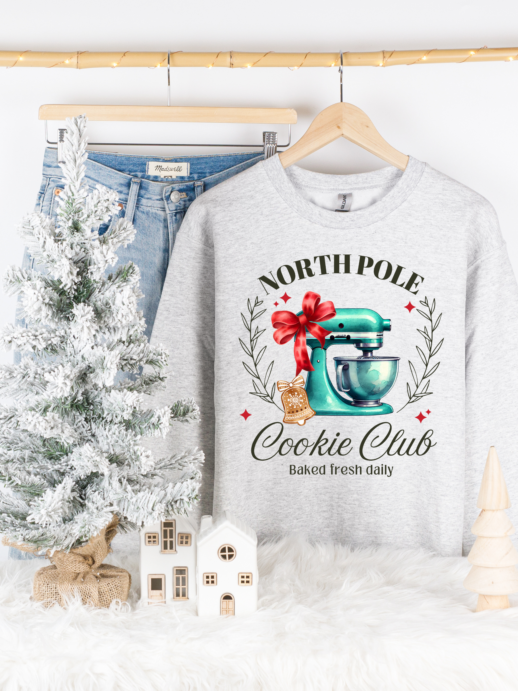 Kringle Krate Christmas Store North Pole Cookie Club Crewneck Sweatshirt - Gray