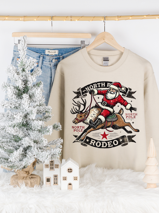 Kringle Krate Christmas Store North Pole Rodeo Crewneck Sweatshirt