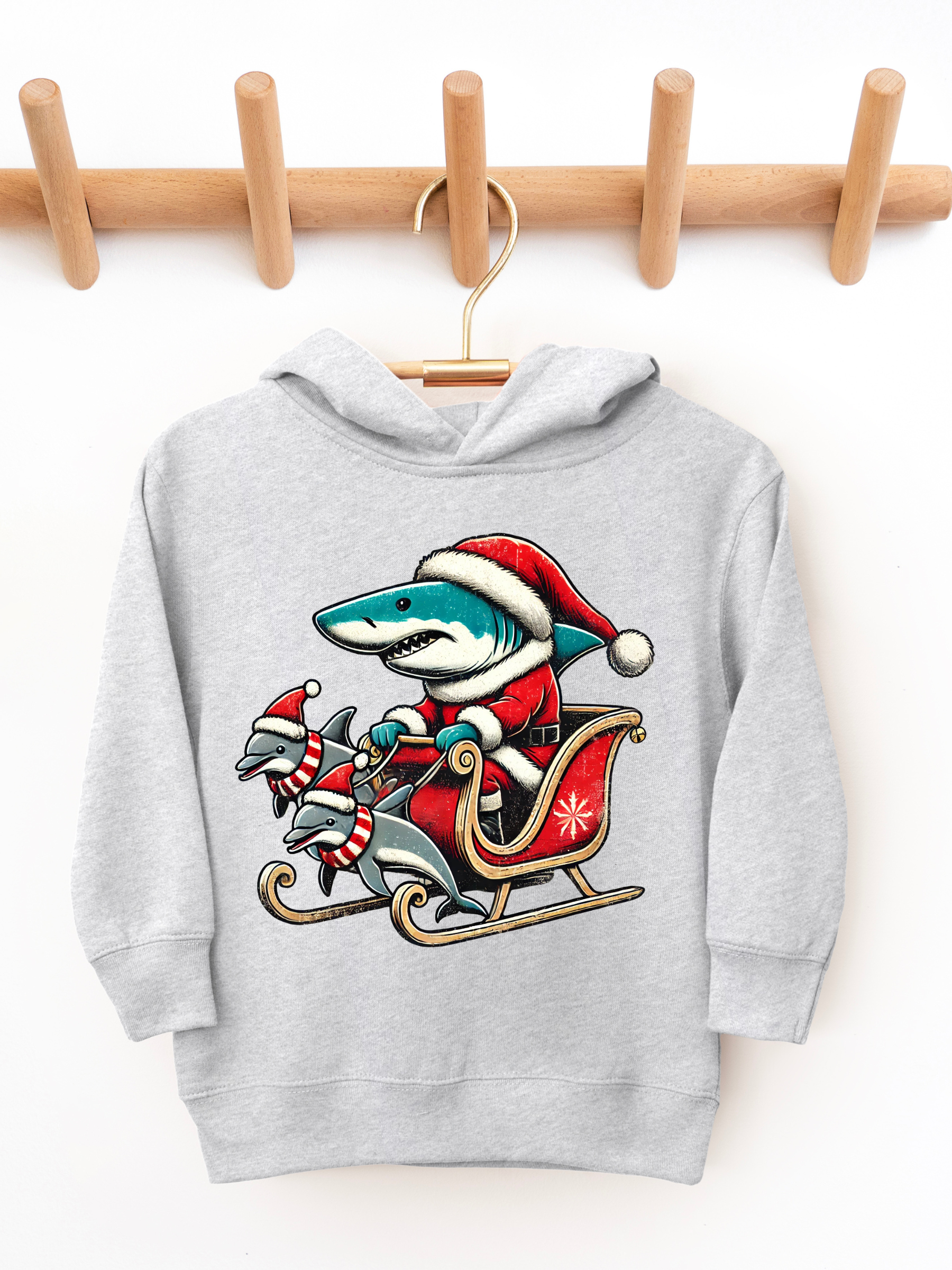 Kringle Krate Christmas Store Santa Jaws is Coming to Town Boys Hooded Sweatshirt