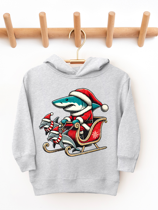 Kringle Krate Christmas Store Santa Jaws is Coming to Town Boys Hooded Sweatshirt